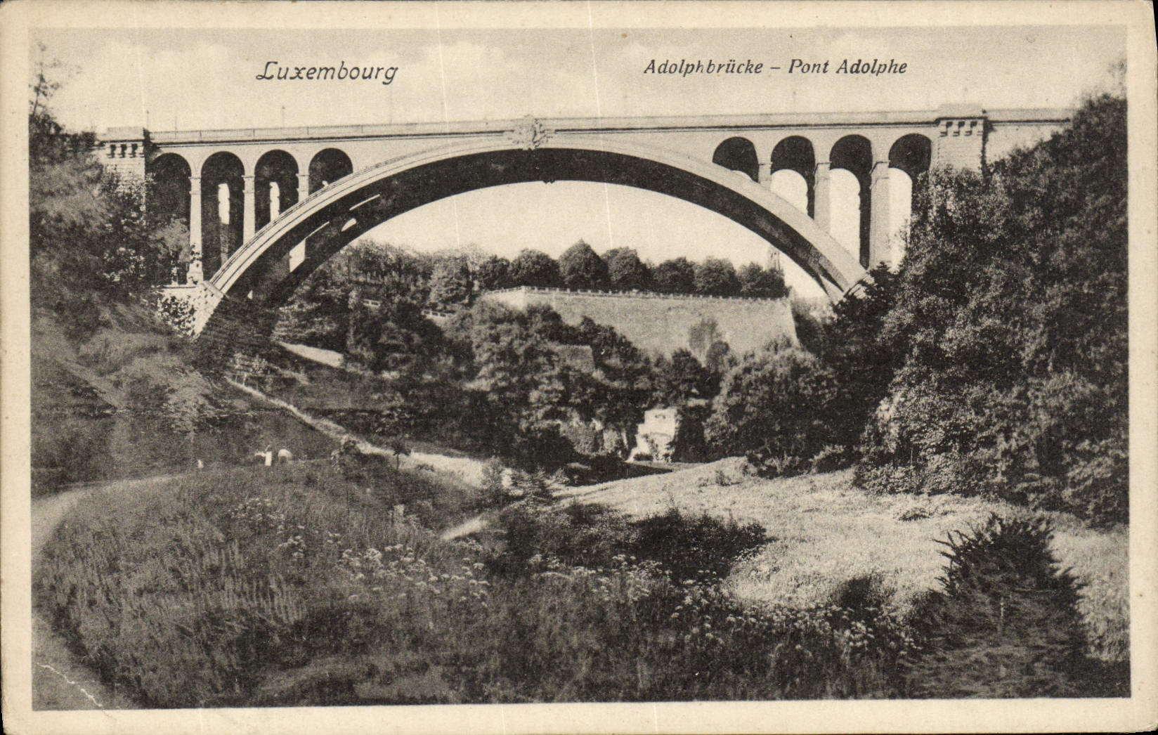 VINTAGE POSTCARD Luxembourg Adolphbrucke Bridge Adolphe