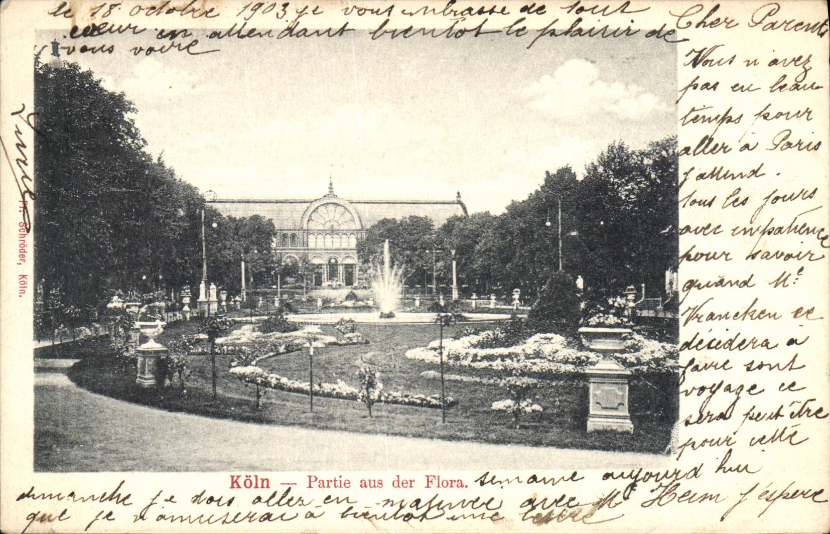 Flora dejada Koln de Aus DER de la POSTAL de la VENDIMIA