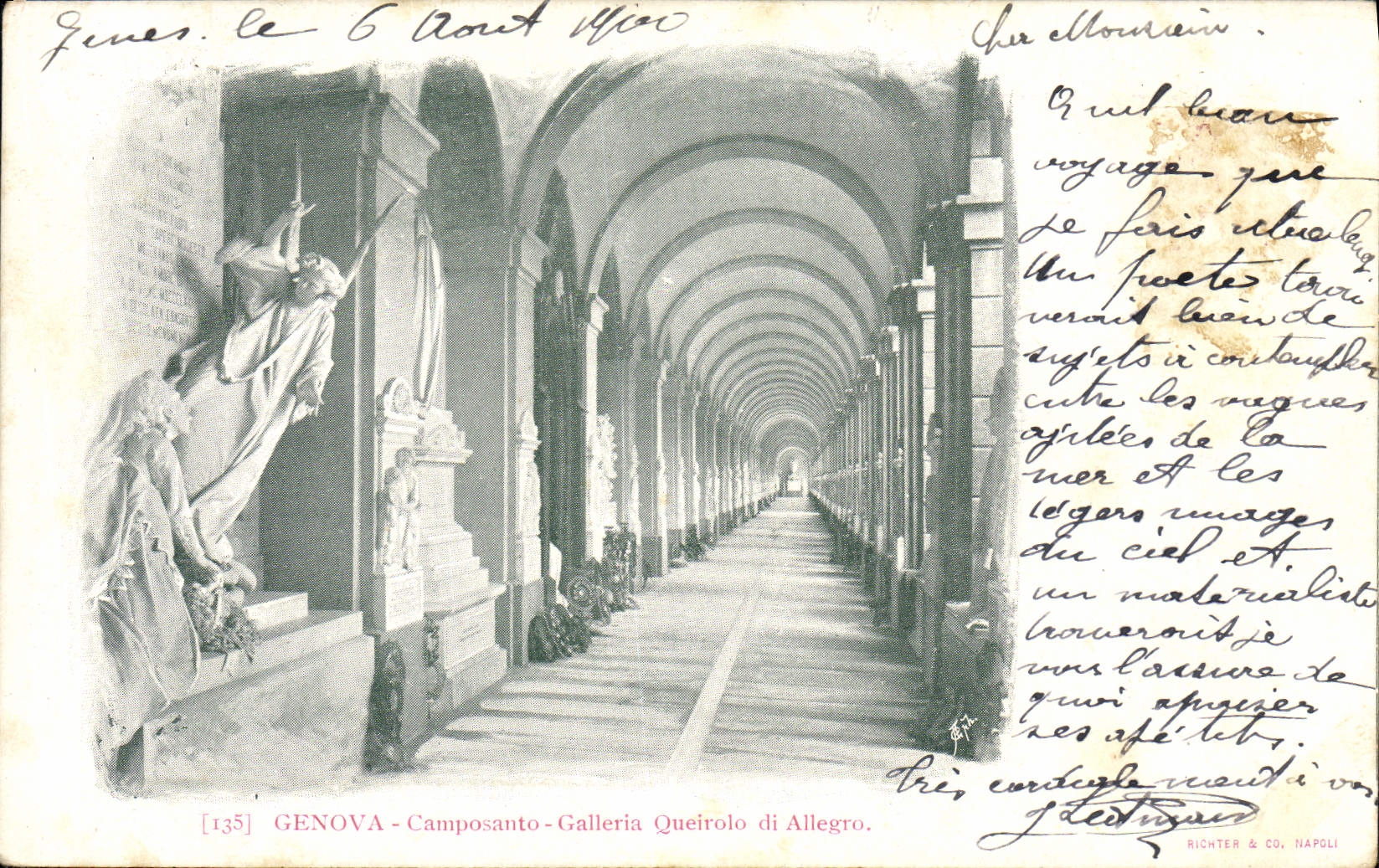 VINTAGE POSTCARD Genova Camposanto Galleria Queirolo Di Allegro
