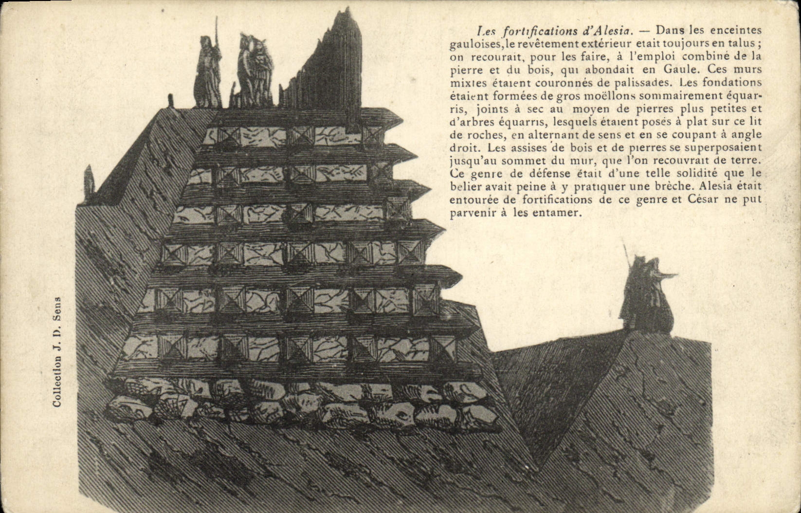 CPA Les fortifications d'Alesia Enceintes gauloises Militaria