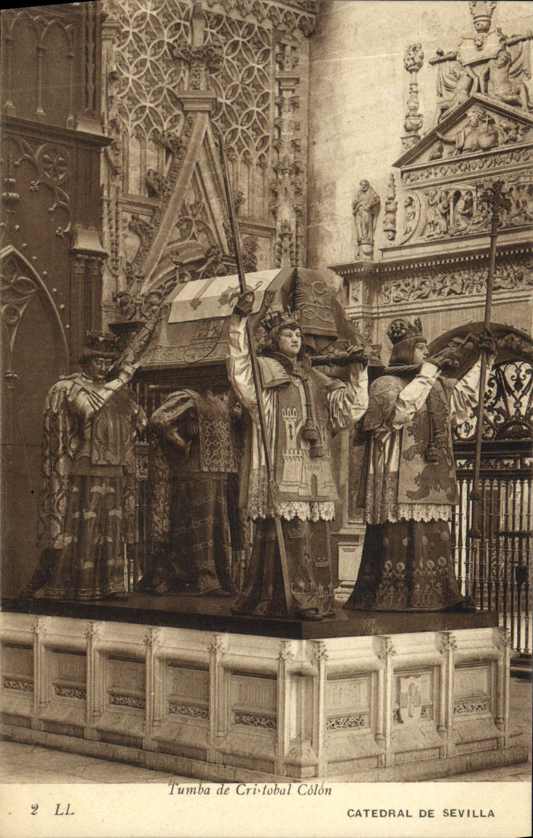POSTAL Sevilla Cathedral Tumba de Cristobal Colonist de la VENDIMIA