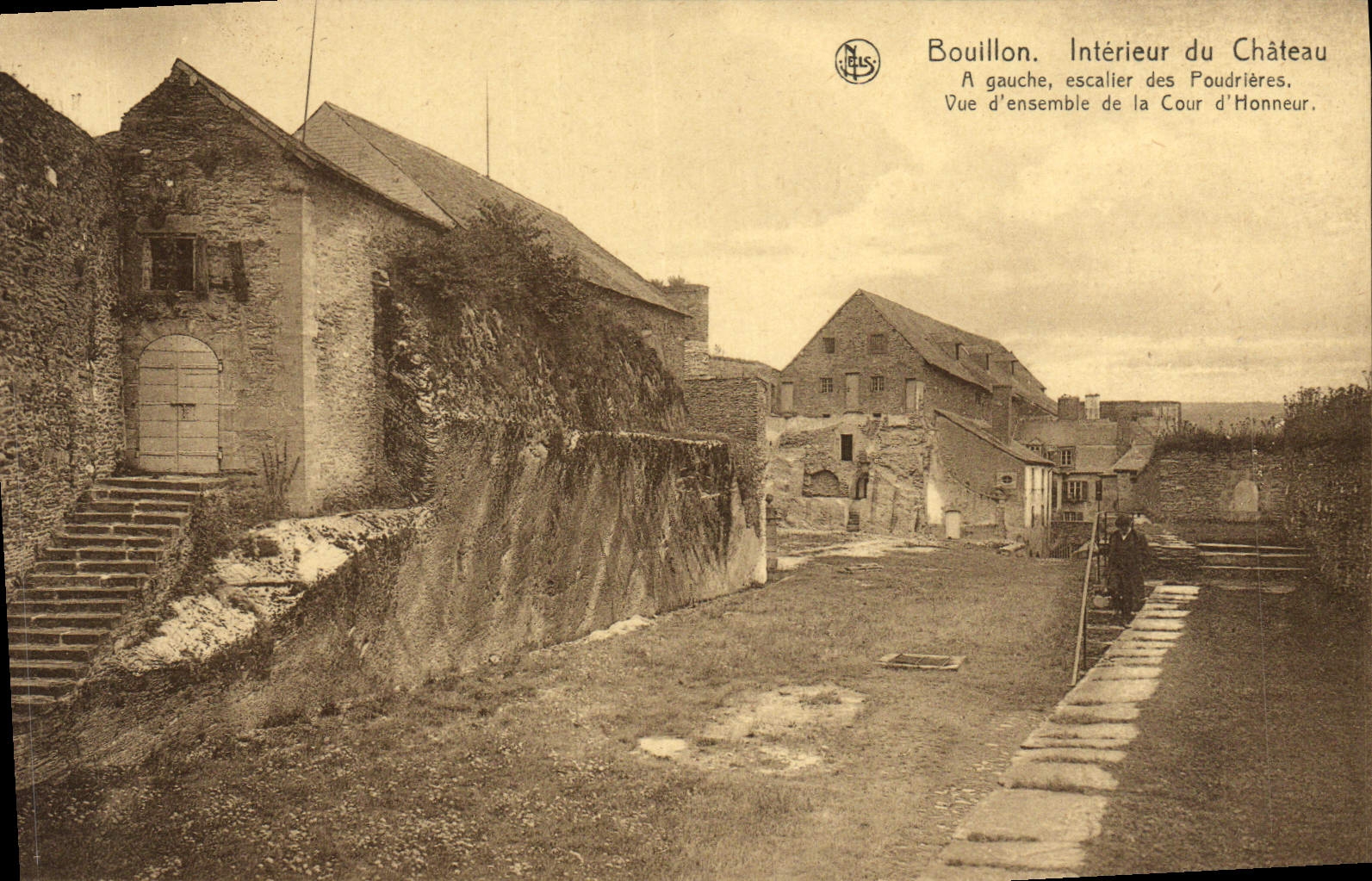 VINTAGE POSTCARD Interior Bubble of Castle Staircase of the Explosives magazines Overall picture of the main courtyard
