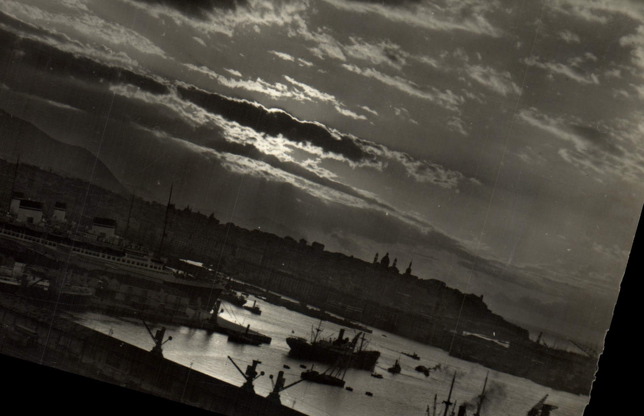 POSTAL MODERNA barcos del panorama LED Oporto Notturno de Génova