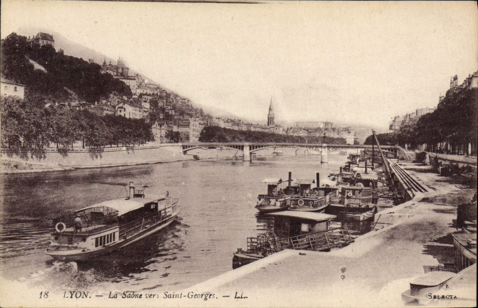 CPA Lyon La Saone Vers Saint Georges Bateaux Peniches 
