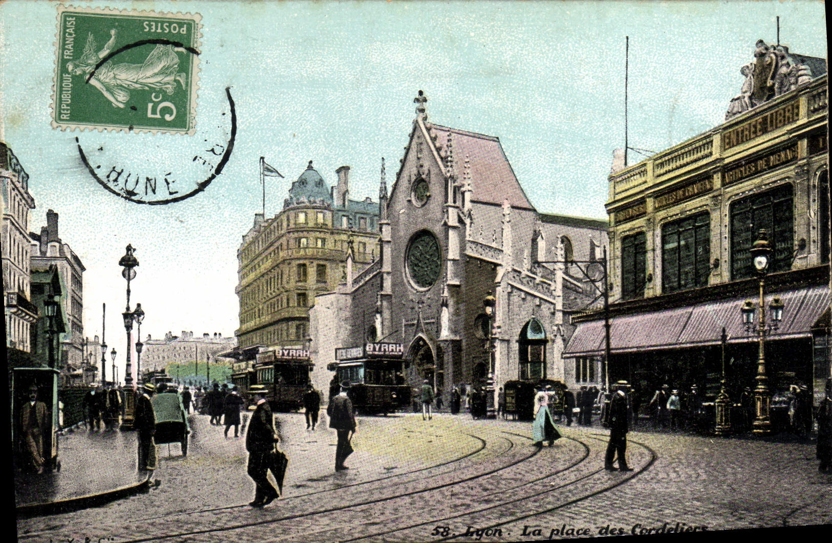 POSTAL Lyon de la VENDIMIA el lugar de Cordeliers
