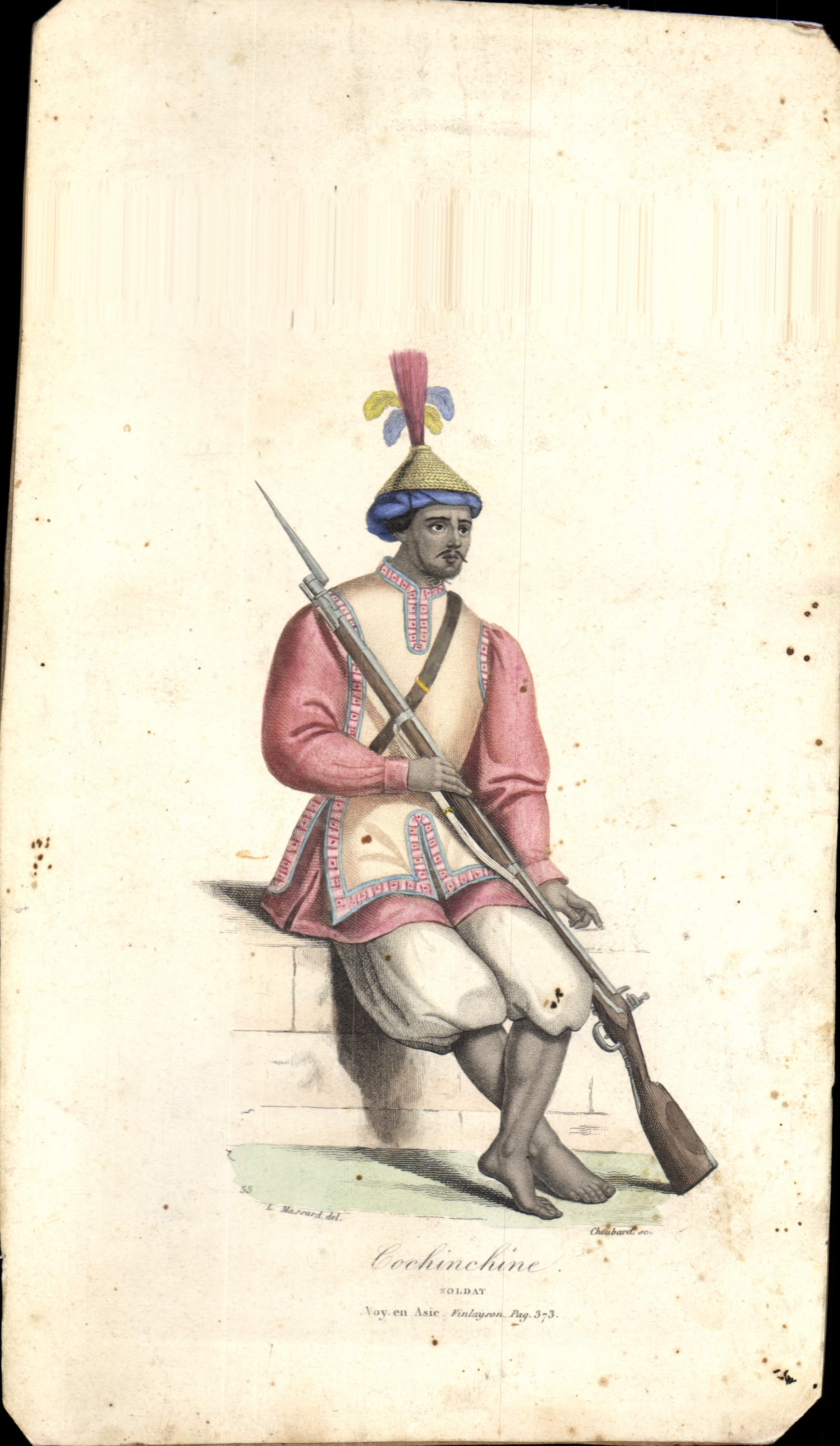 Drawing Cochincine Militaria Soldier