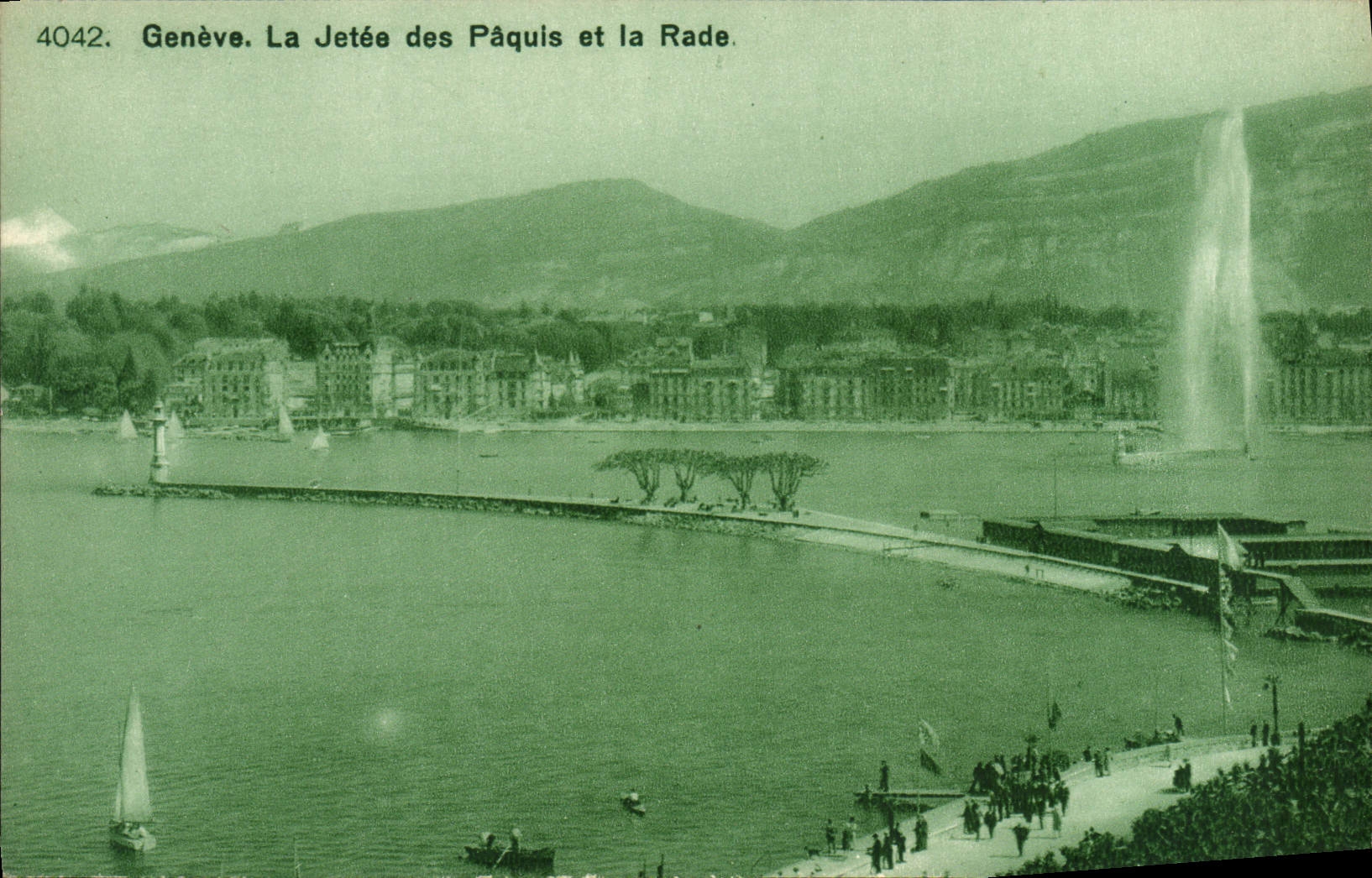 VINTAGE POSTCARD Geneva the Pier of the Pastures and Roads
