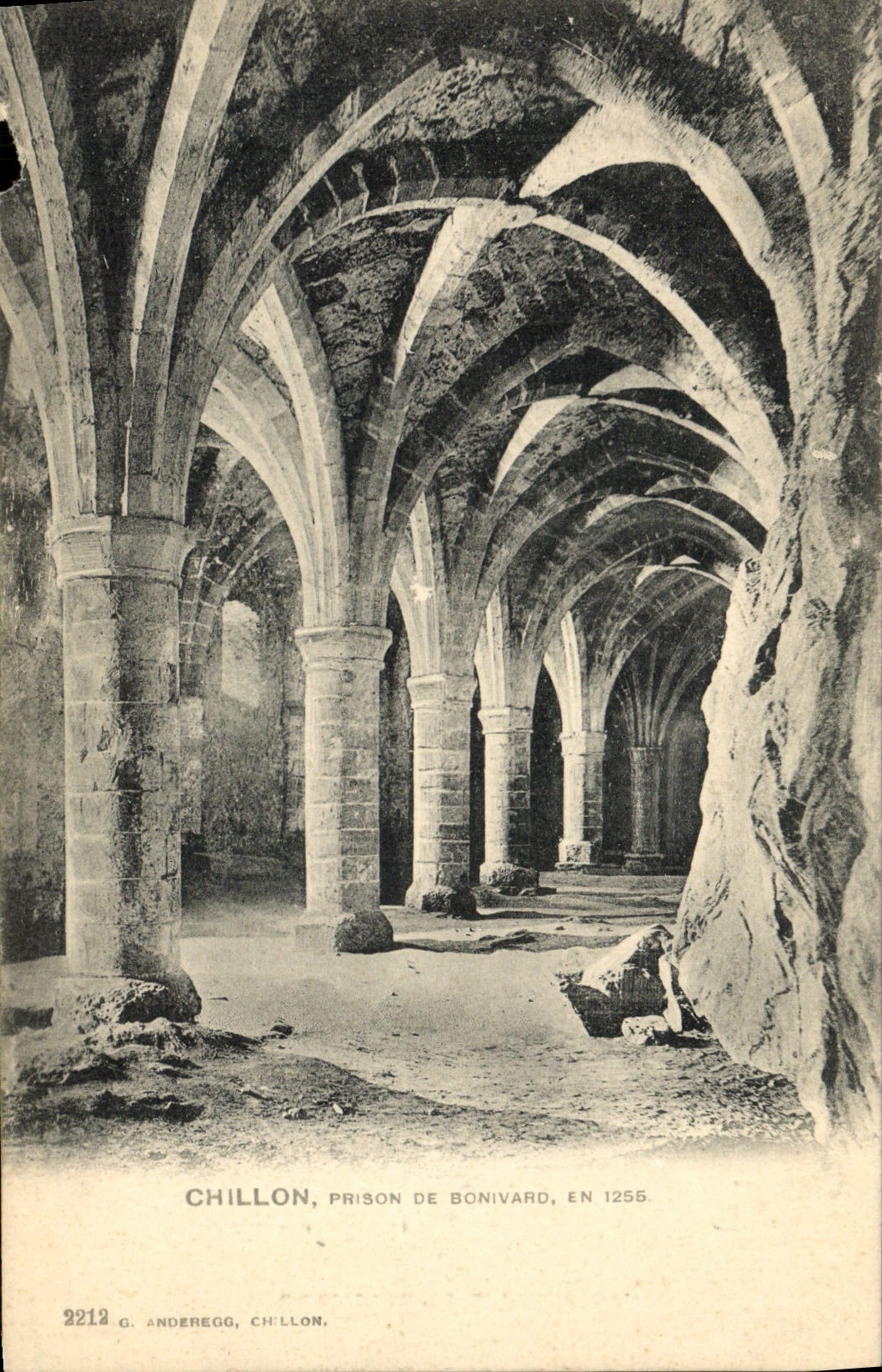 VINTAGE POSTCARD Chillon Prison De Bonivard in 1255