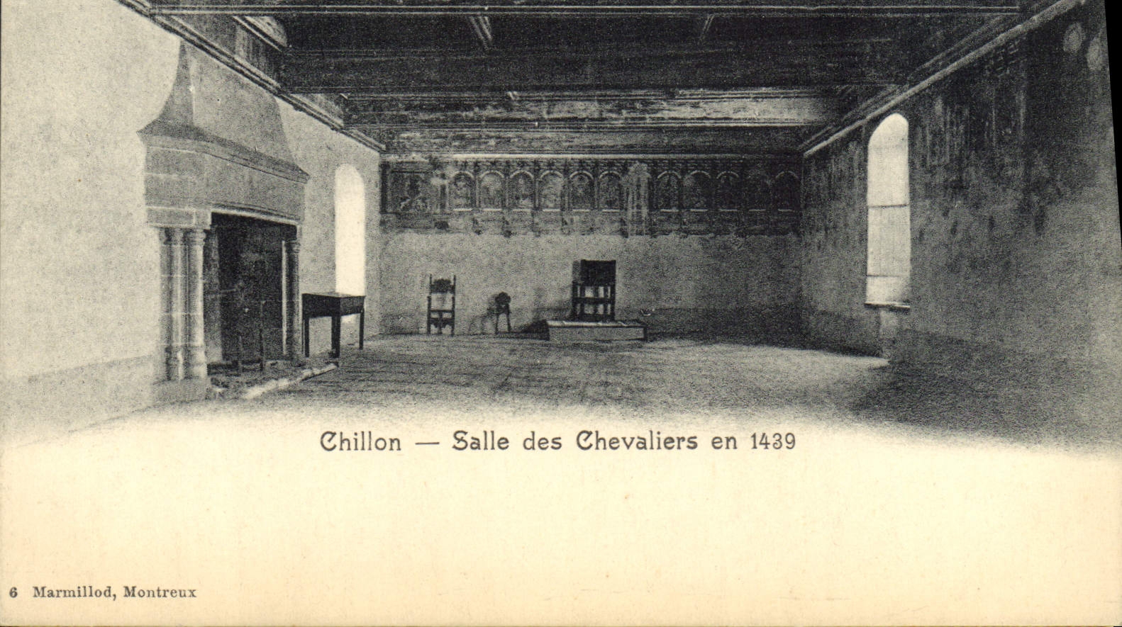 VINTAGE POSTCARD Chillon room of the Knights in 1439