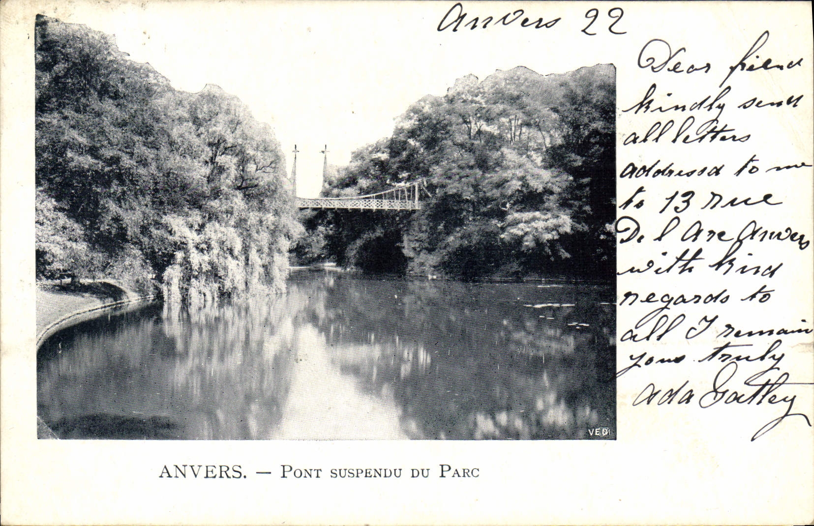 CPA Anvers Pont Suspendu Du Parc