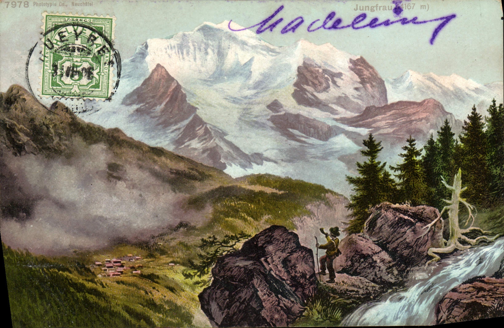 VINTAGE POSTCARD Swiss Jungfrau