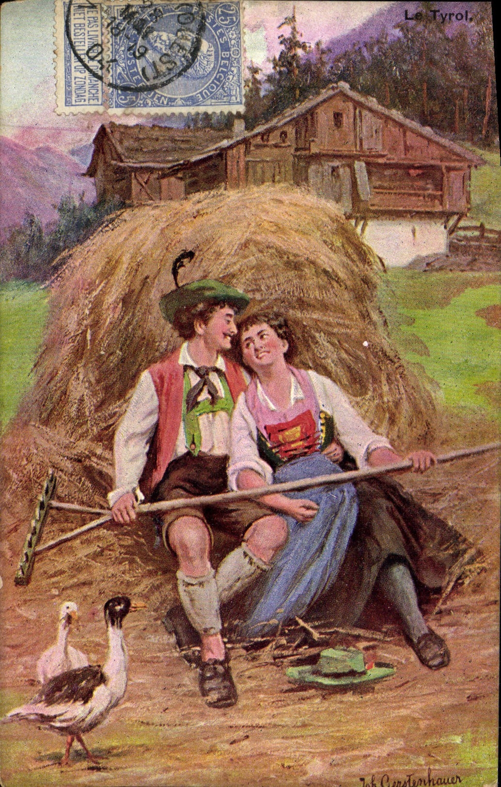 CPA Folklore Femme dans les foins 