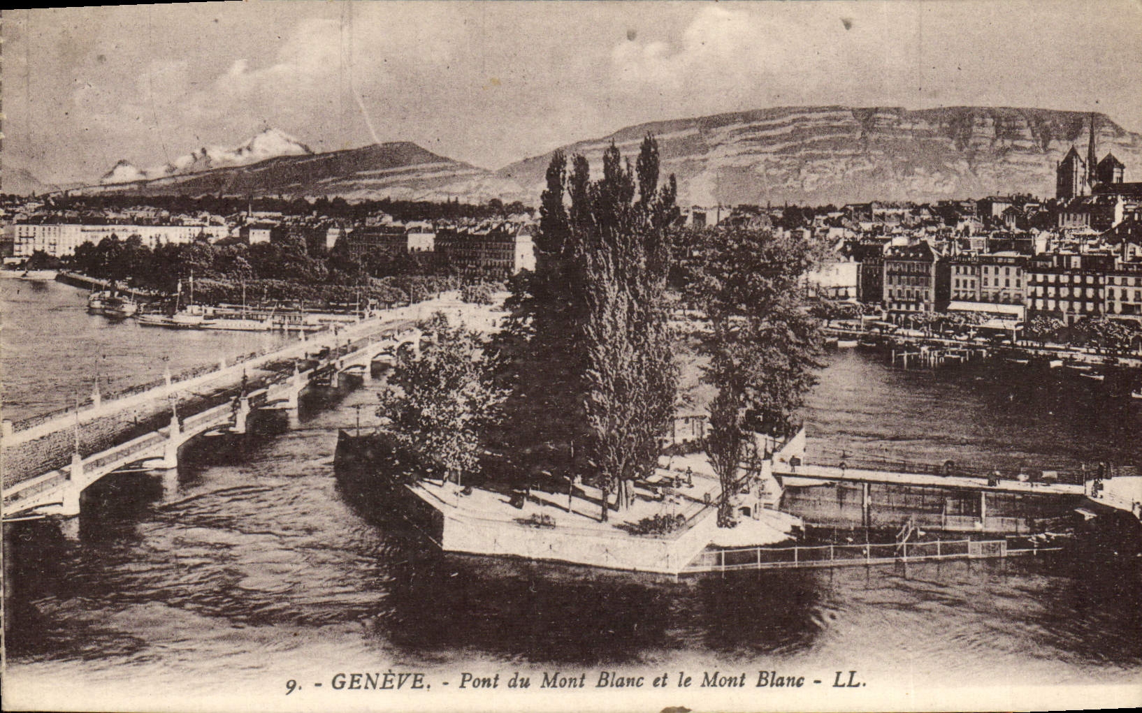 CPA Geneve Pont du Mont Blanc et le Mont Blanc