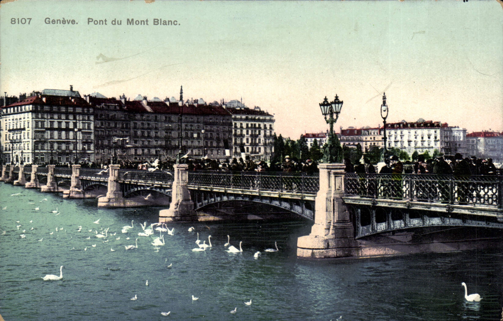 VINTAGE POSTCARD Geneva Bridge of the Blac Mount