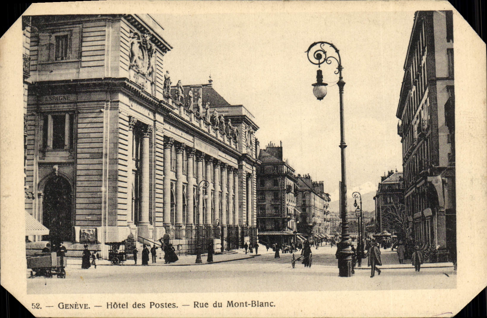 CPA Geneve Hotel des Postes Rue du Mont Blanc