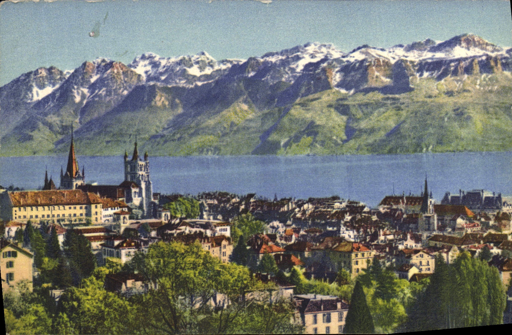 CPA Lausanne Vue Generale et les Alpes
