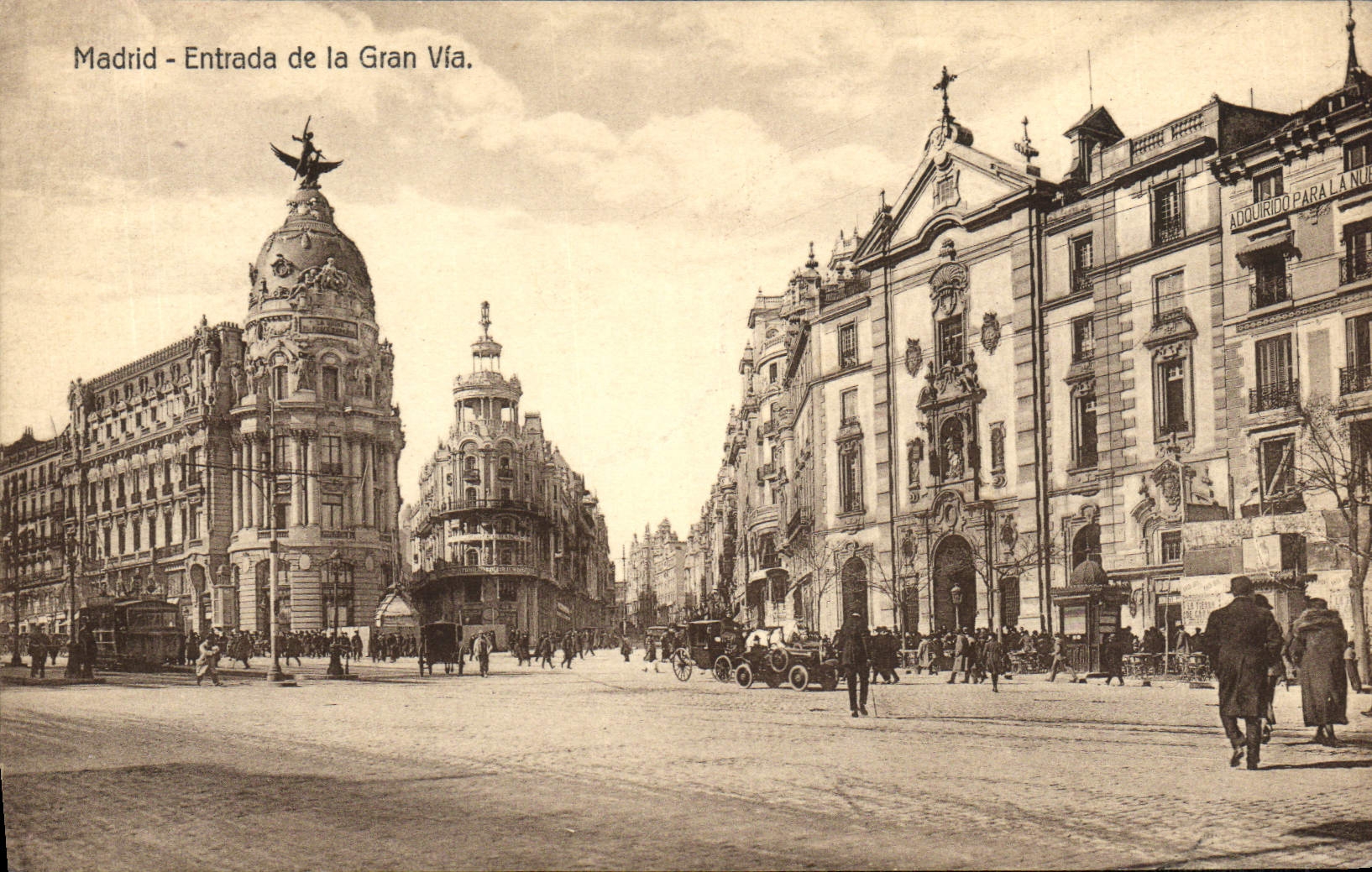 VINTAGE POSTCARD Madrid Entrade of Gran Via