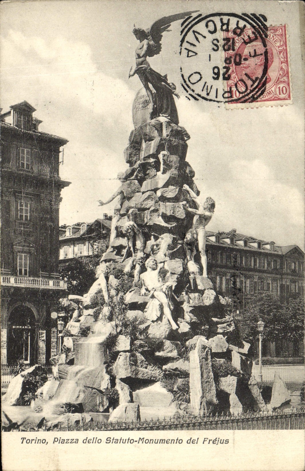 VINTAGE POSTCARD Torino Piazza Dello Statuto Monumento LED Frejus