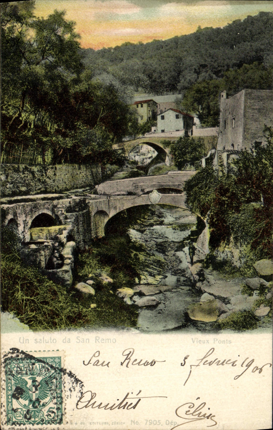 VINTAGE POSTCARD a saluto da San Remo