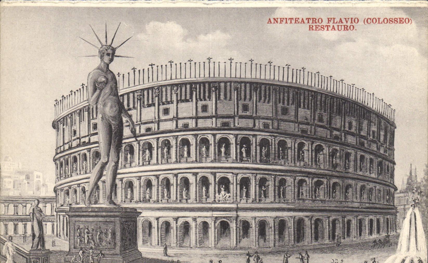 POSTAL Anfiteatro Flavio Restauro Colosseo de la VENDIMIA