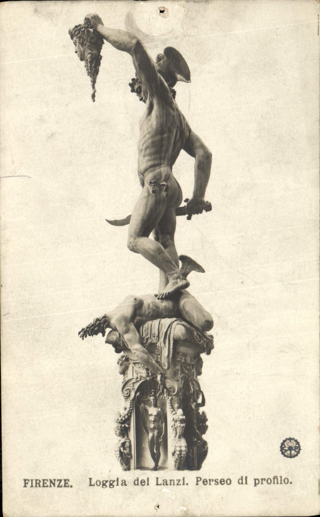 Di Profilo de Firenze Loggla Del Lanzl Perseo de la POSTAL de la VENDIMIA