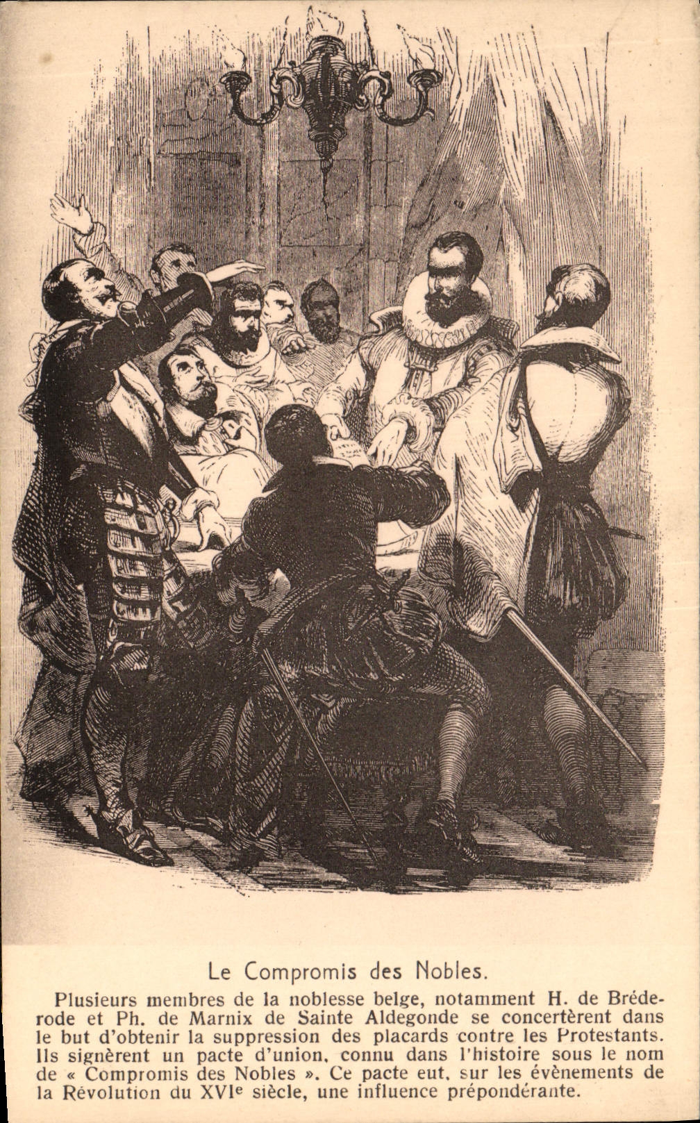 VINTAGE POSTCARD the Compromise of Noble Brederode MArnix de Sainte Aldegonde