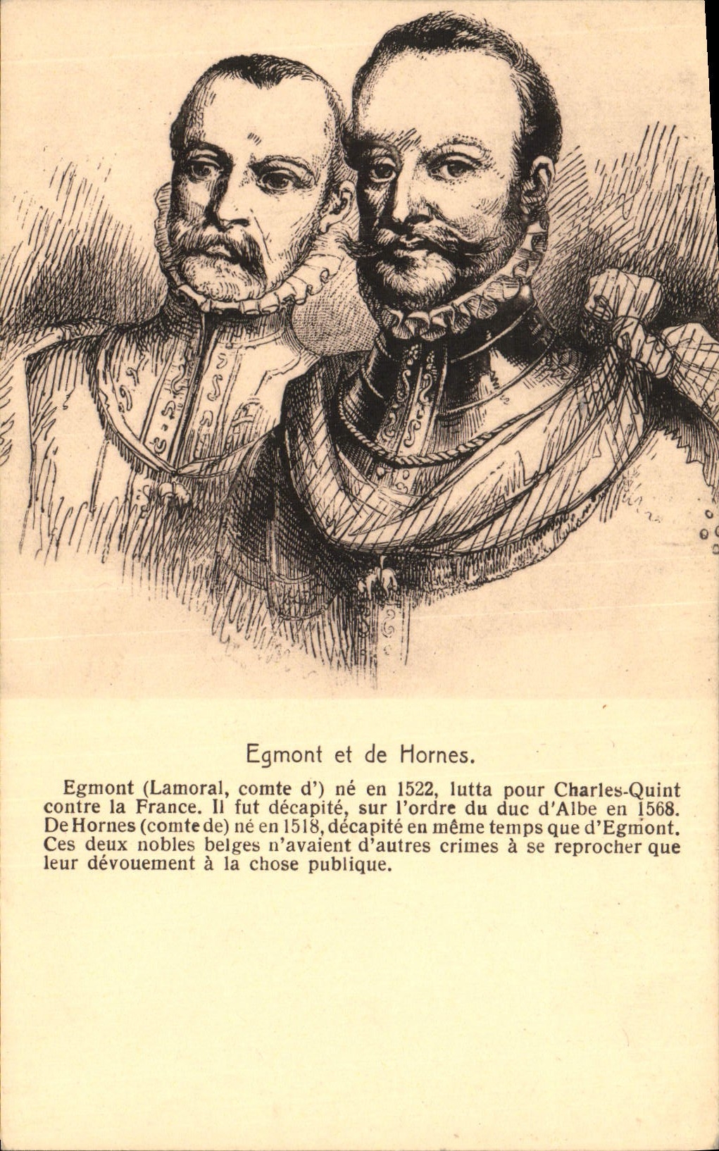 VINTAGE POSTCARD Egmont and of Hornes Charles Quint