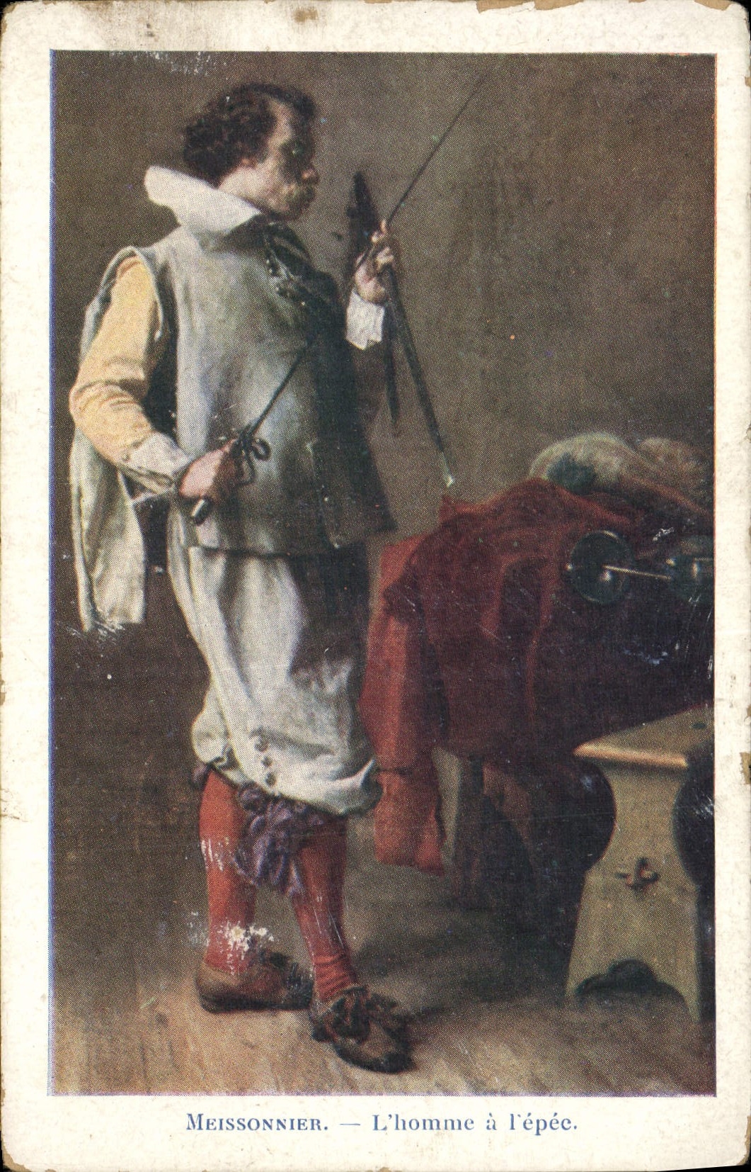 VINTAGE POSTCARD Meissonnier the Man with the sword Fencing
