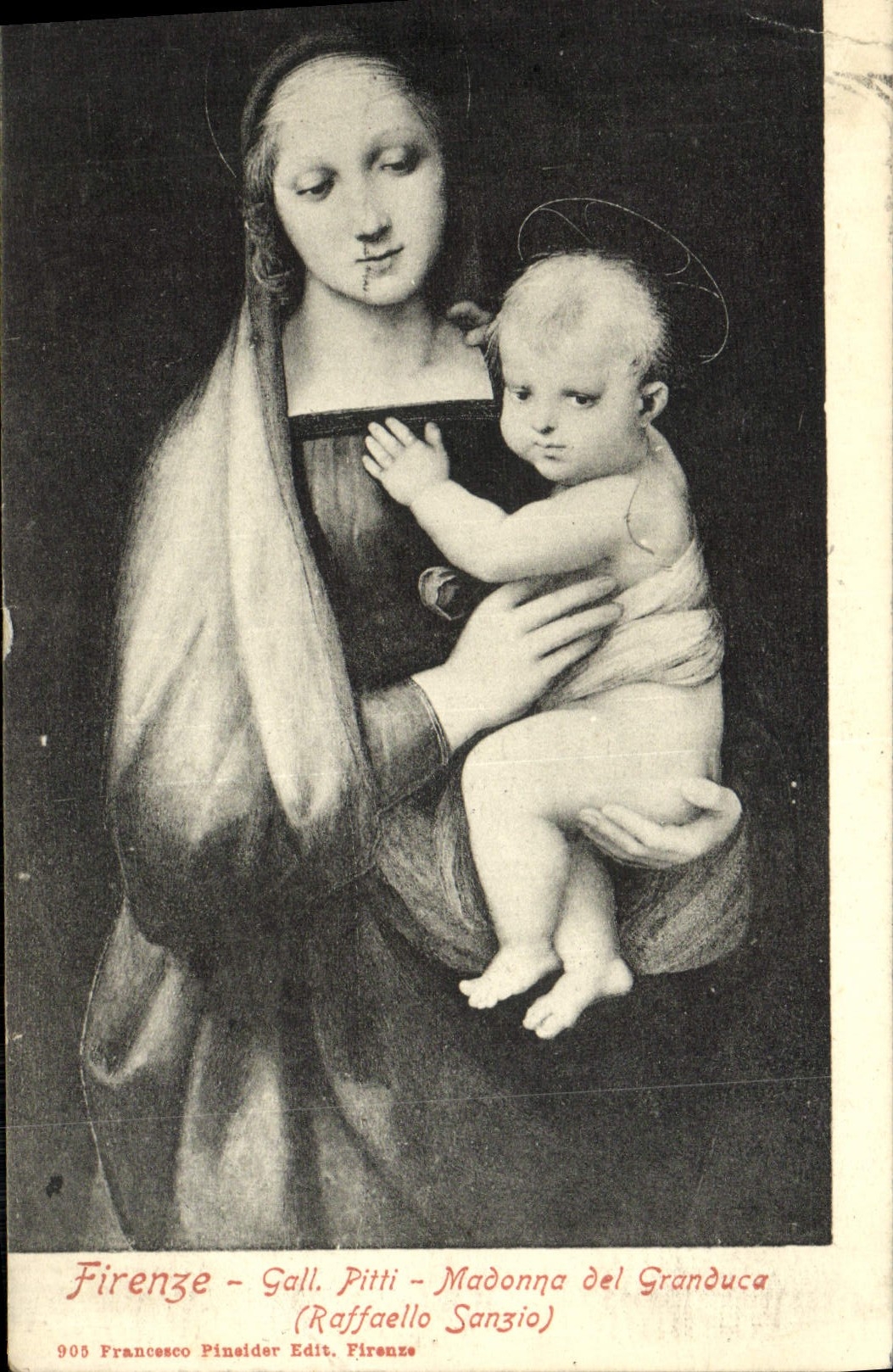 VINTAGE POSTCARD Firenze Gall Pitti Madonna del Granduca Raffaello Sanzio