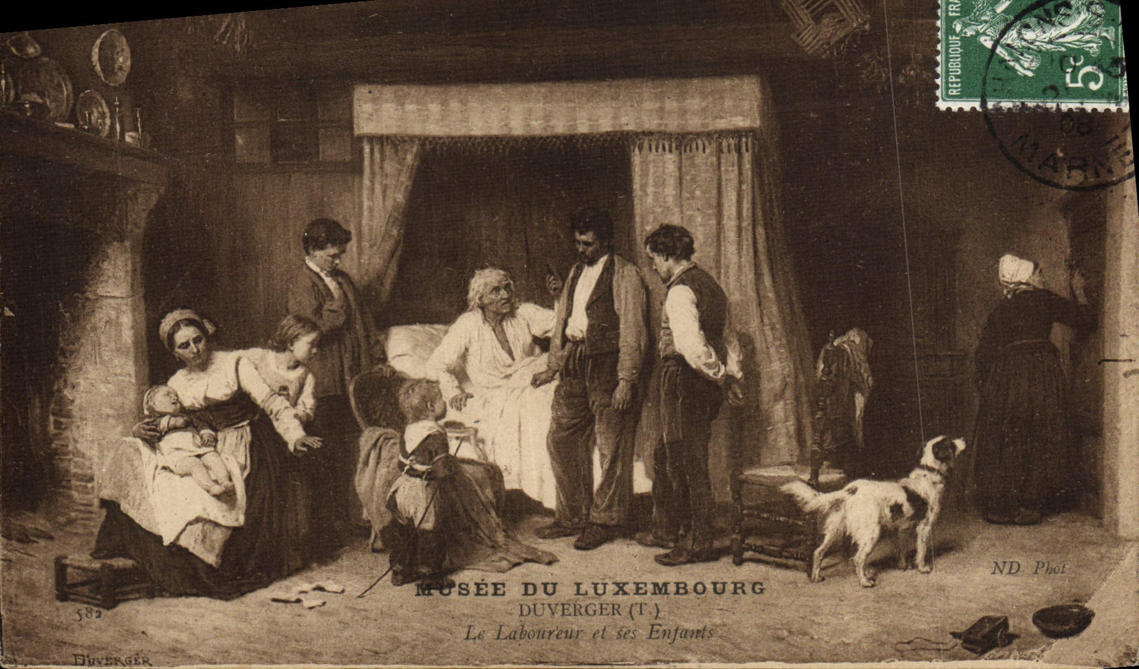 VINTAGE POSTCARD Museum of Luxembouyrg Duverger the laboureuur and his/her children