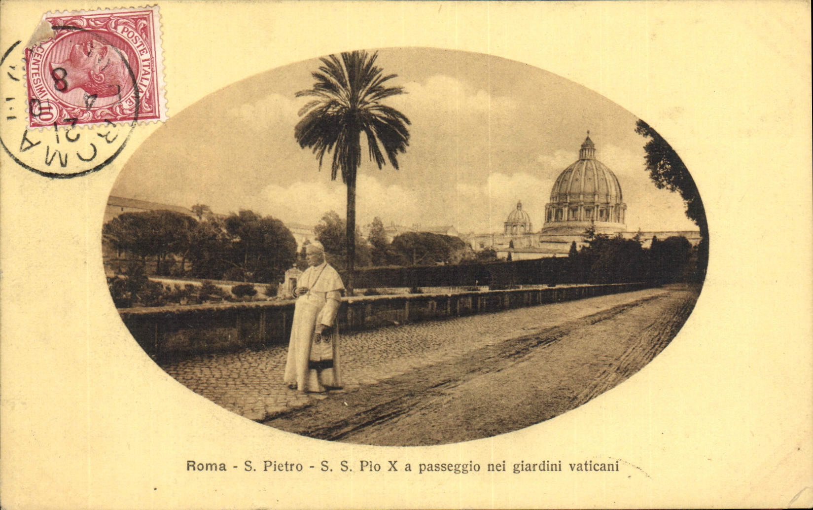Papa del vaticani del gardini de Roma Pedro Pio Passeggio NEI de la POSTAL de la VENDIMIA