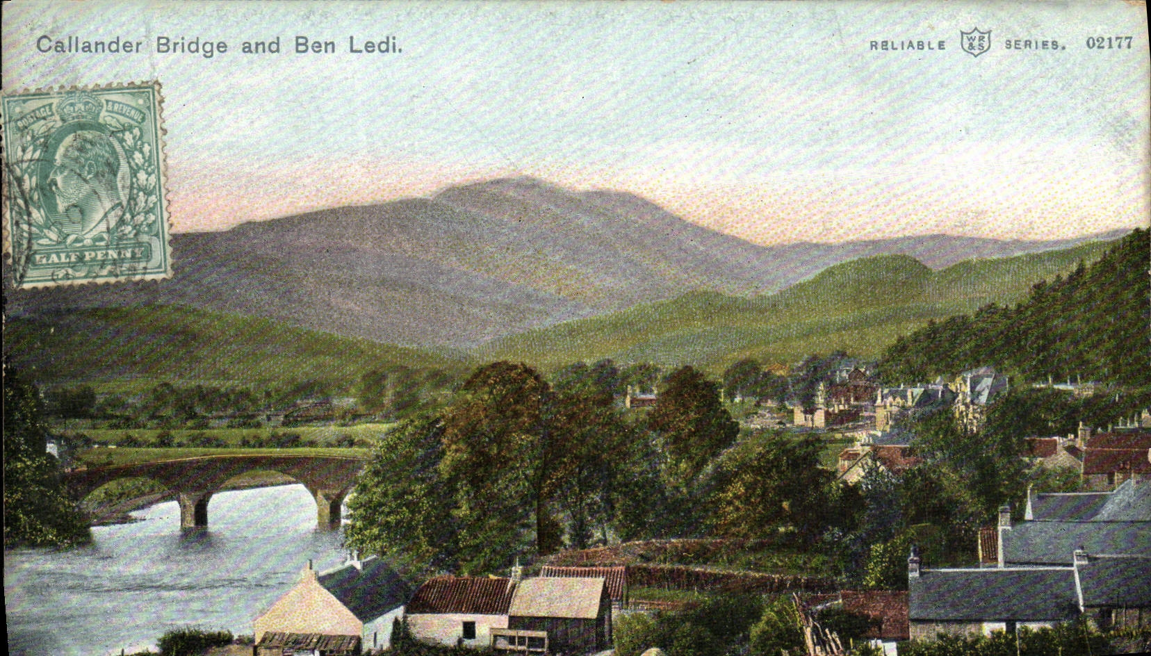 Puente y Ben Ledi de Callander de la POSTAL de la VENDIMIA