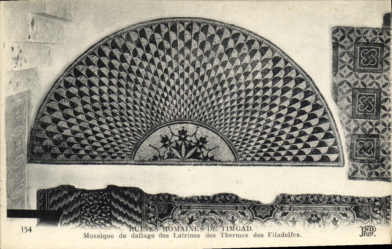 VINTAGE POSTCARD Roman ruins De Mosaic Timgad Of Pavement Of the Latrines Of the Thermal baths Of Filadelfes