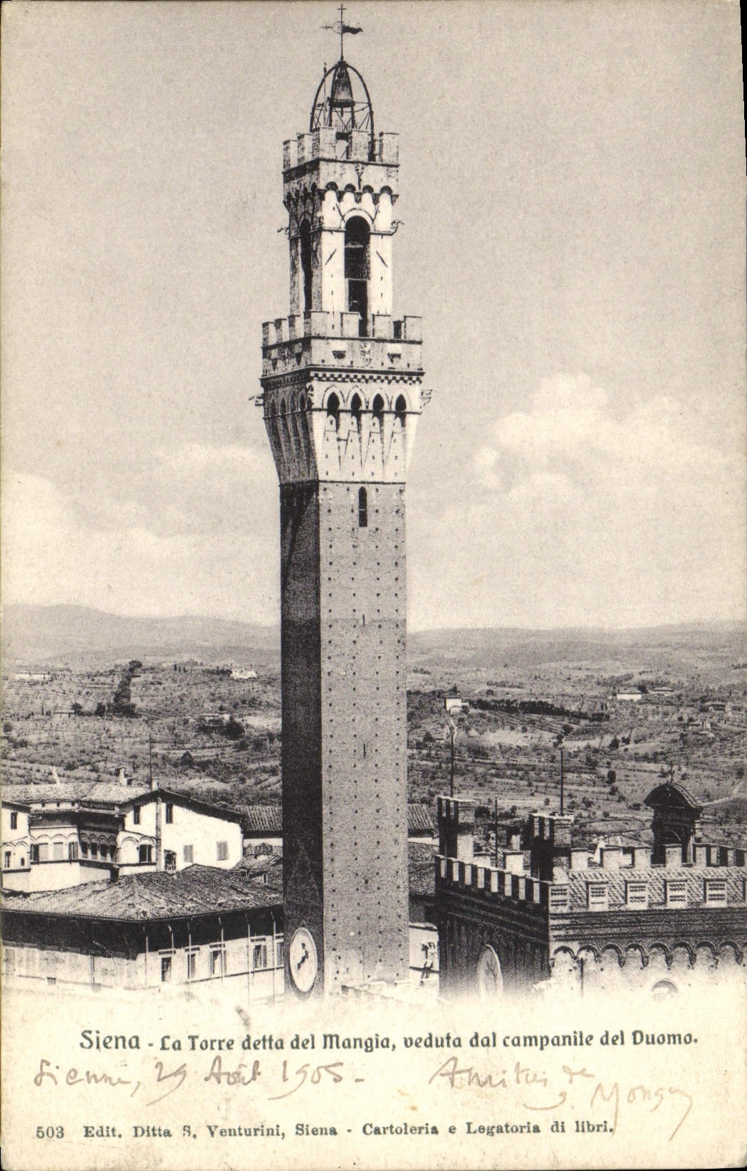 CPA Siena La Torre Detta Del Mangia Veduta Dal Campanile Des Duomo