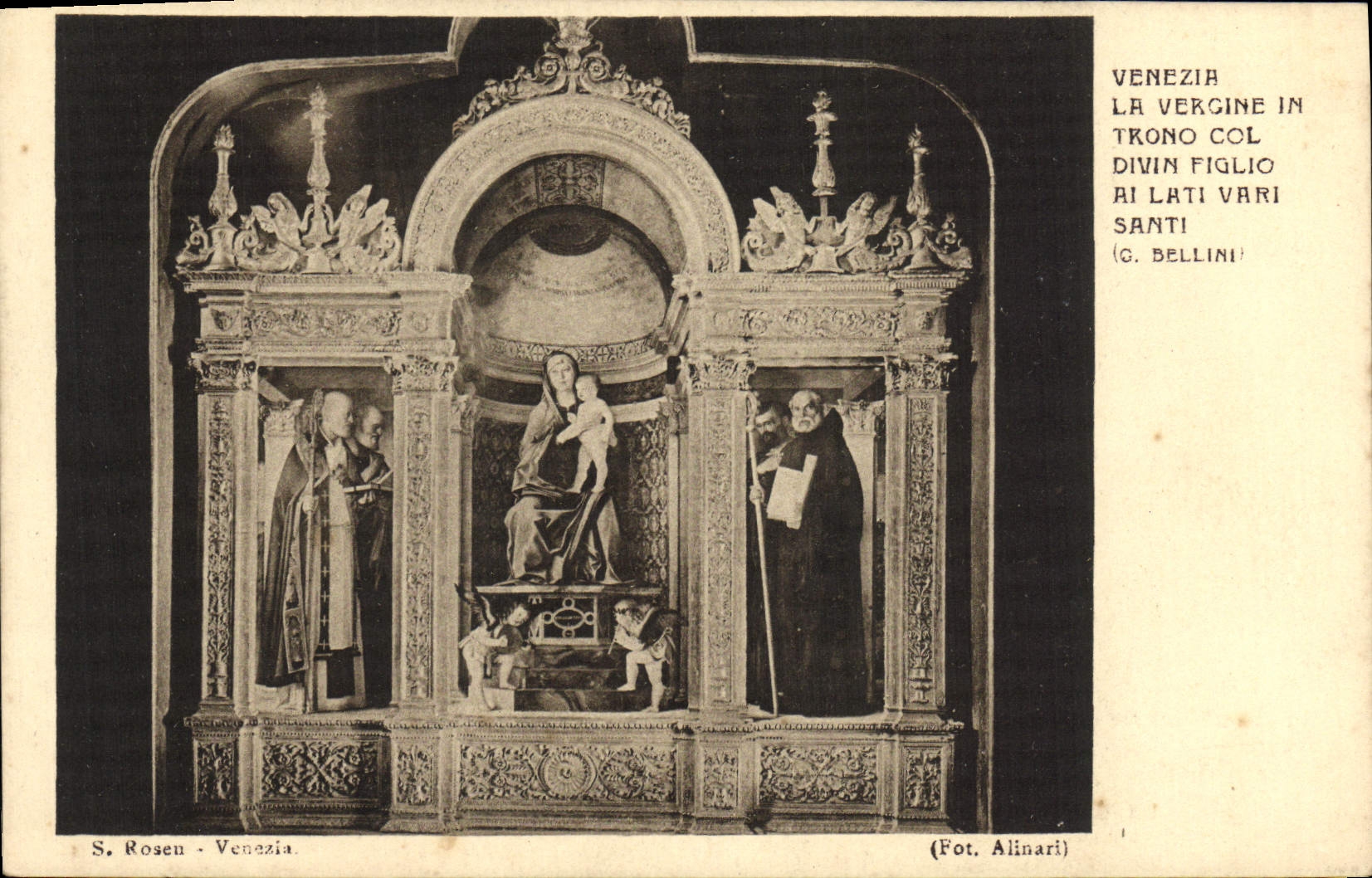 VINTAGE POSTCARD Venezia Vergine In Trono Divine Collar Figlio Al lati Vari Santi