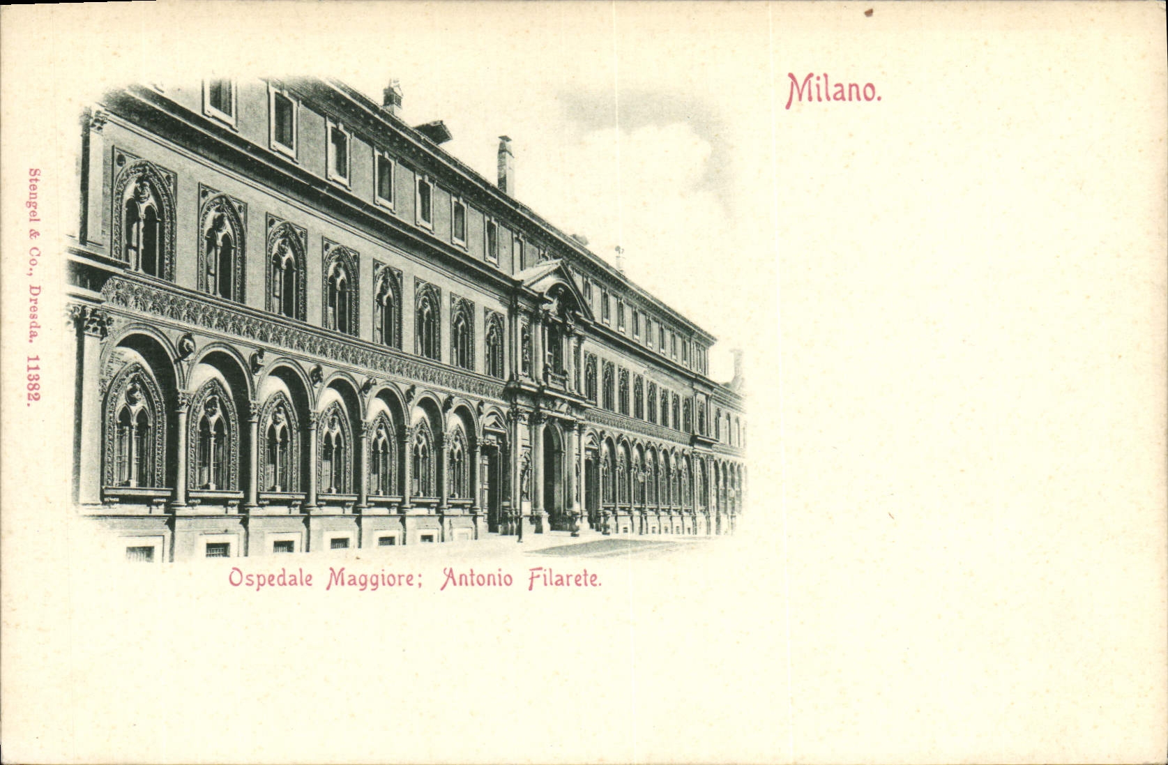 VINTAGE POSTCARD Milano Ospedale Maggiore Antonio Filarete