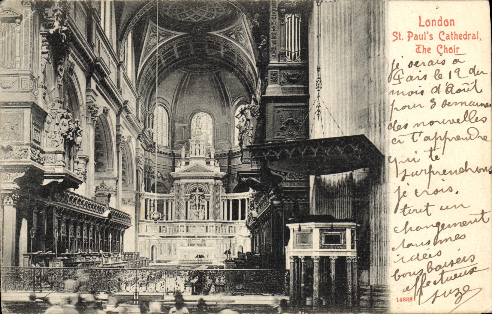 Catedral de Londres St Paul S de la POSTAL de la VENDIMIA el órgano de coro