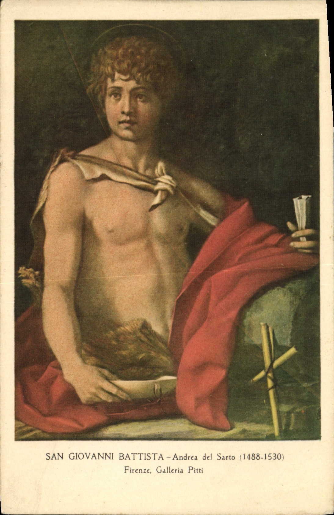 VINTAGE POSTCARD San Giovanni Battista Andrea Del Sarto Firenze Galleria Pitti