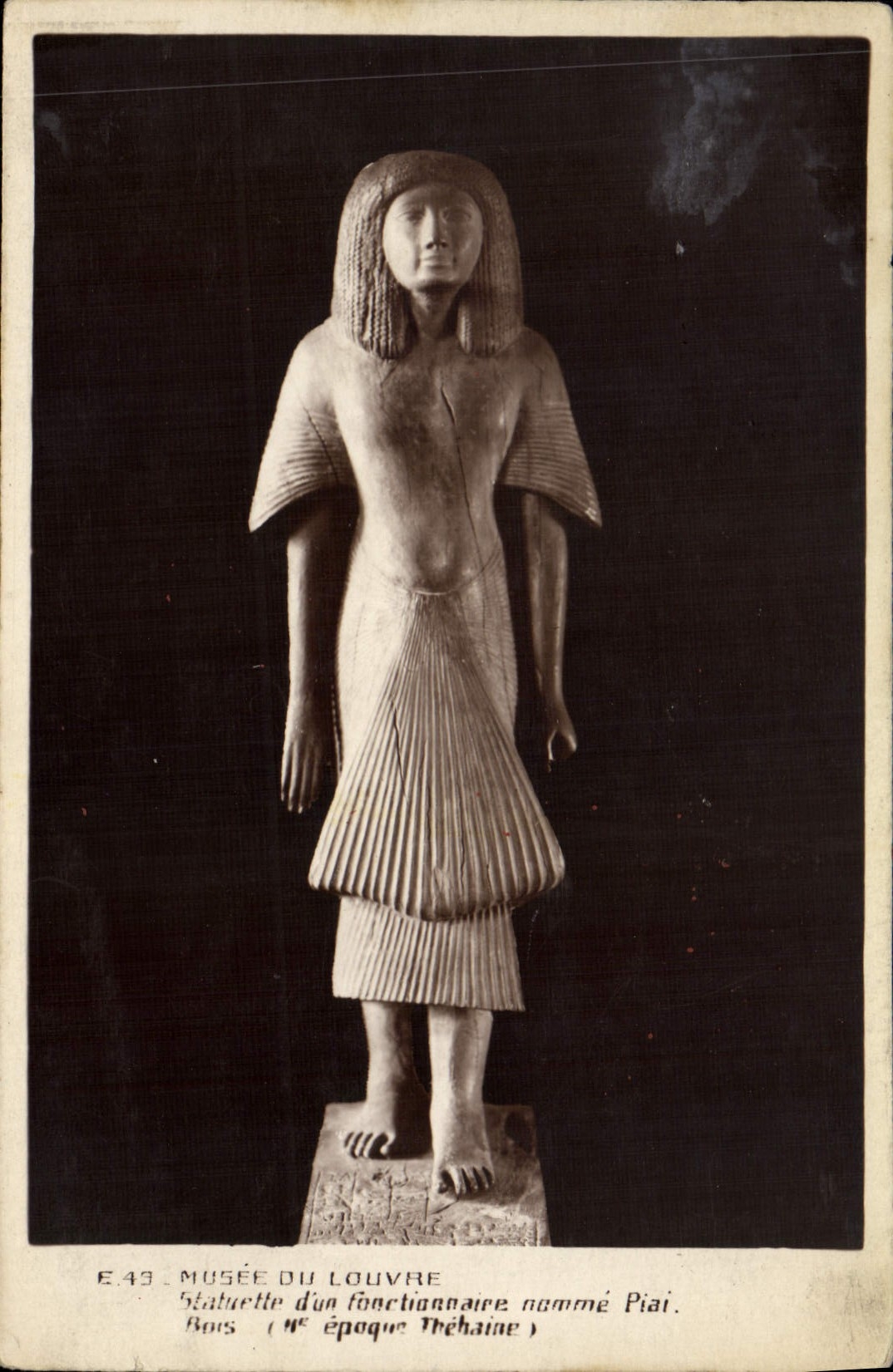 VINTAGE POSTCARD Musee Of Louvre Statuette of a civil servant names Piai Egypt