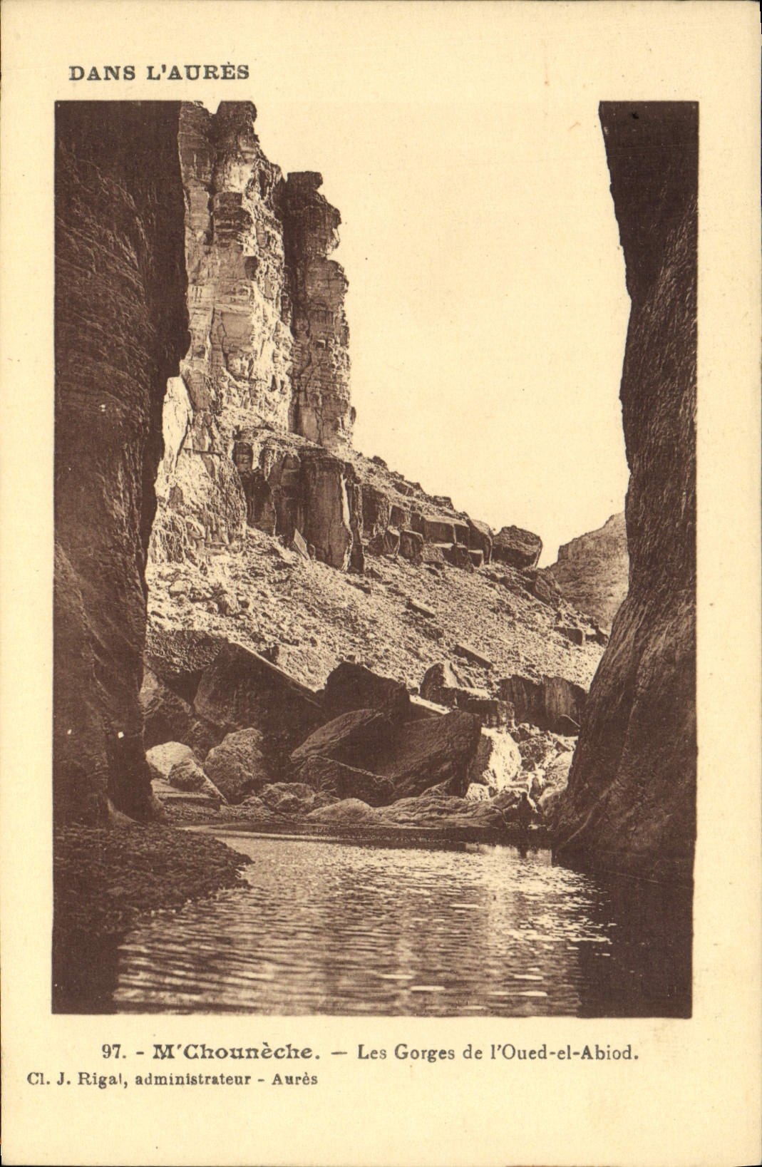 VINTAGE POSTCARD In Aures Me chouneche Falls Of the Wadi El Abiod