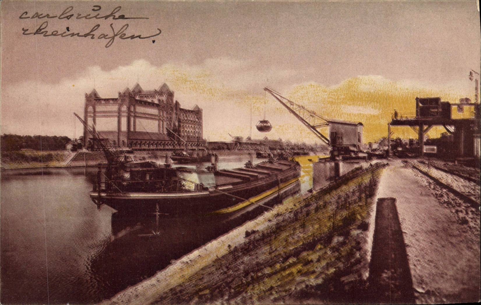 VINTAGE POSTCARD Karlsruhe I B Rheinhafen