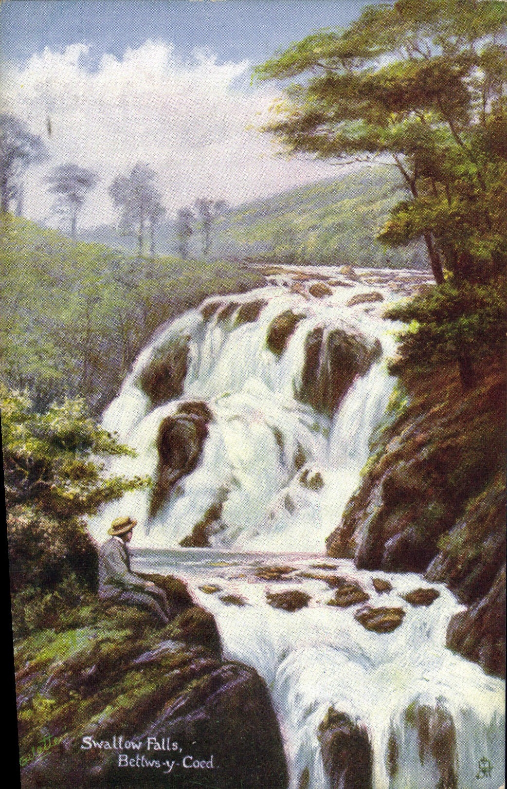 VINTAGE POSTCARD Swallow Falls Bettws there Coed