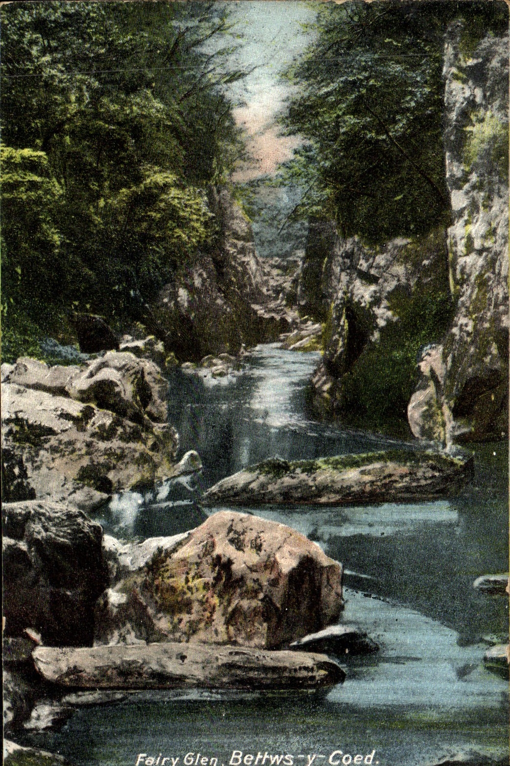 VINTAGE POSTCARD Fairy Glen Bettws there Coed