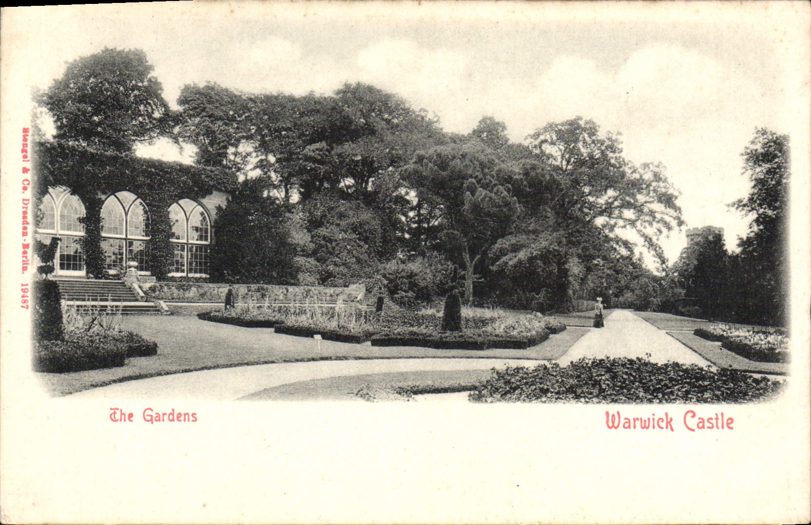 VINTAGE POSTCARD The Gardens Warwick Castle