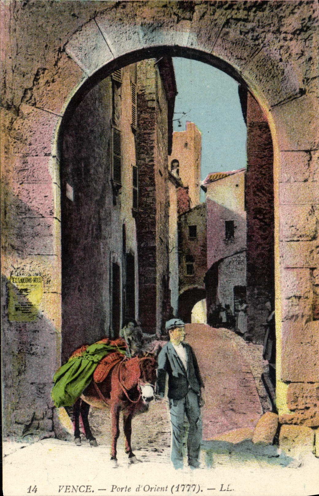 La POSTAL Vence de la VENDIMIA lleva la mula del este del asno