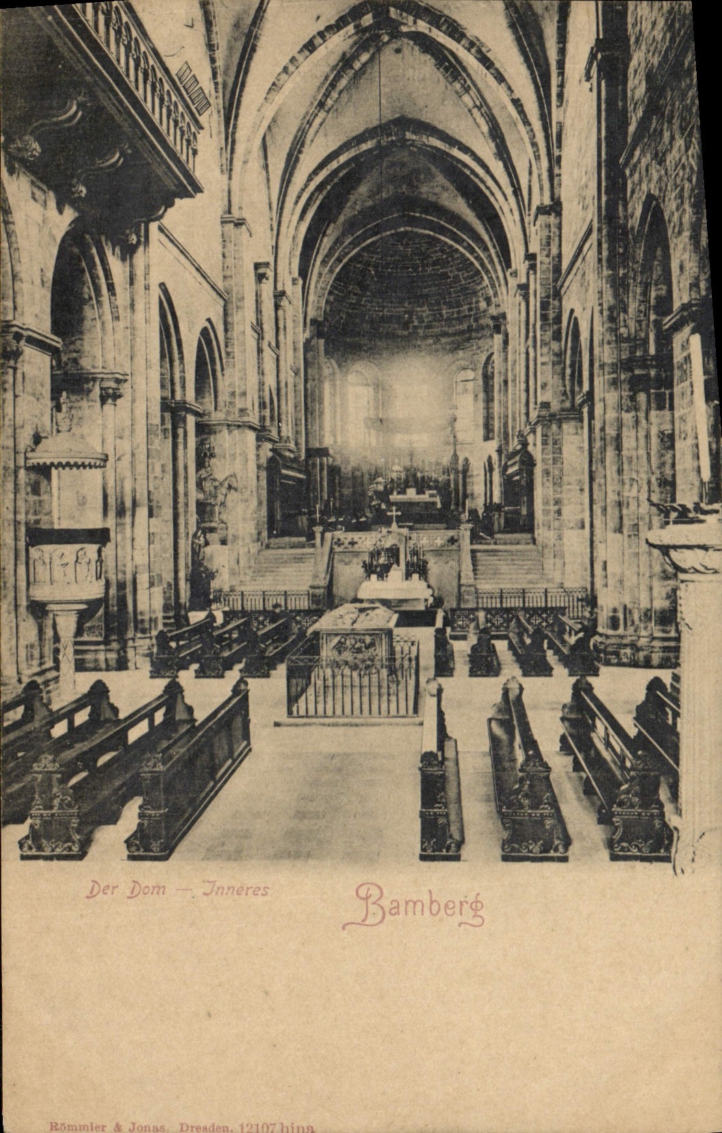 VINTAGE POSTCARD Bamberg Der Dom Inneres