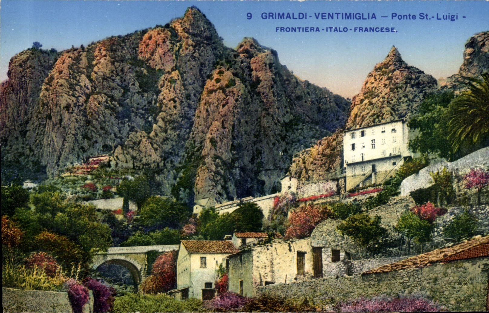 VINTAGE POSTCARD Grimaldi Ventimiglia Big shot St Luigi Frontiera Italo Francese