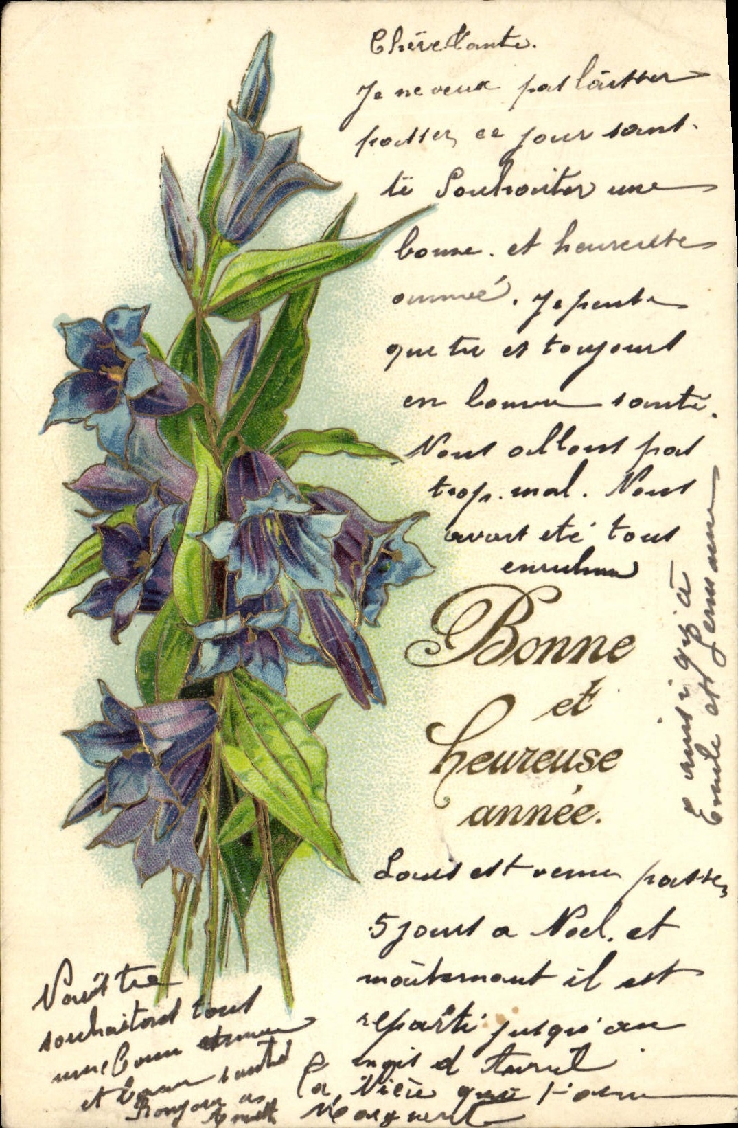 CPA Bonne Et Heureuse Annee Fleurs