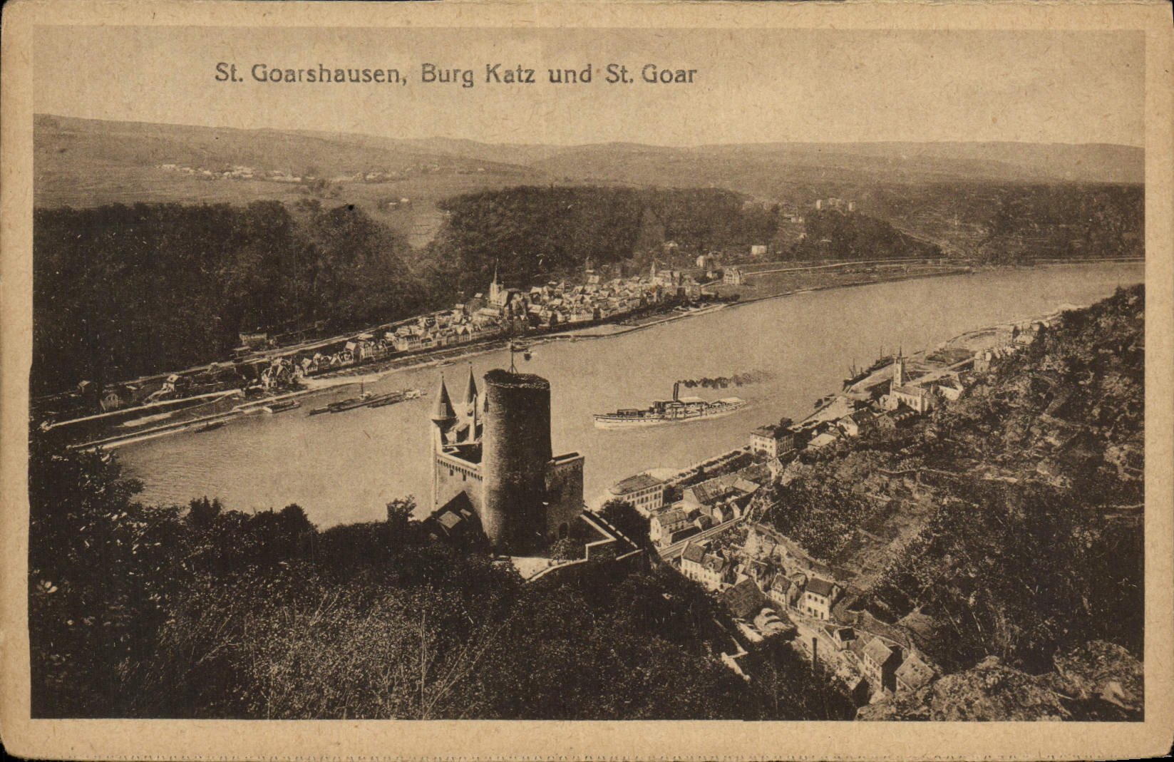VINTAGE POSTCARD St Goarshausen Burg Katz Und St goar