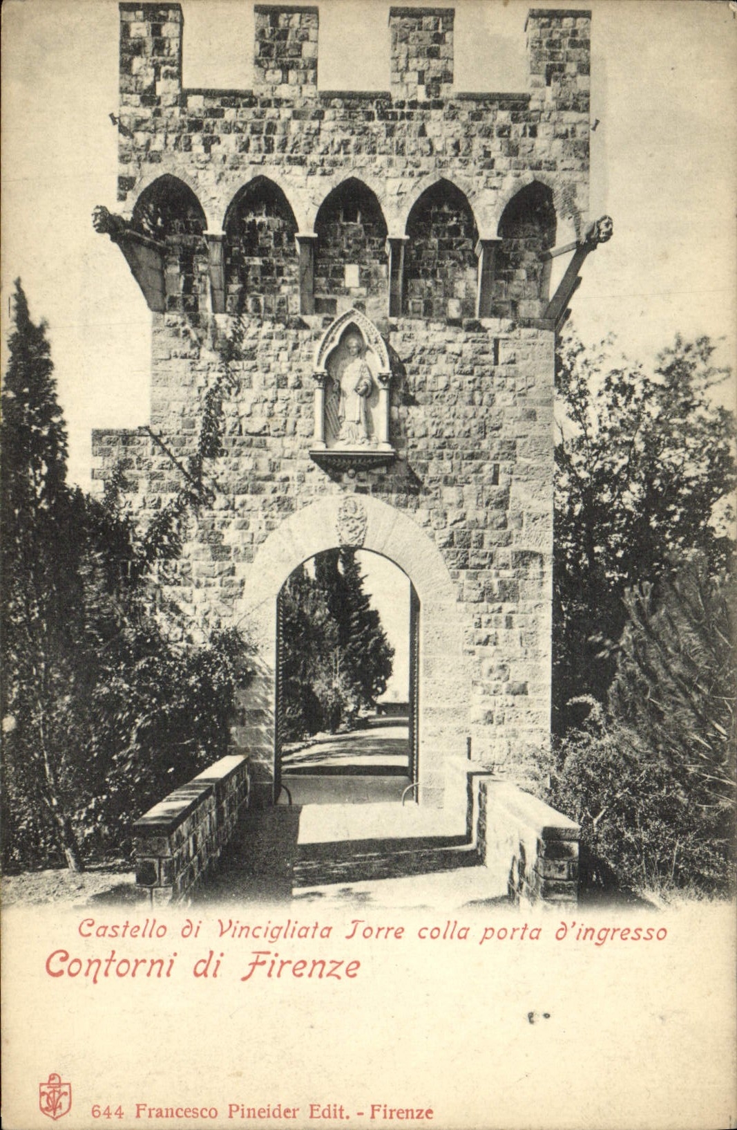 Di llevados Colla Firenze de Castello Di Vincigliata Jorre D Ingresso Contorni de la POSTAL de la VENDIMIA